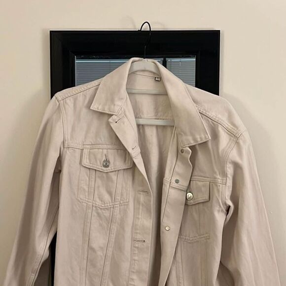 Cream Denim Jacket - Picture 3 of 5